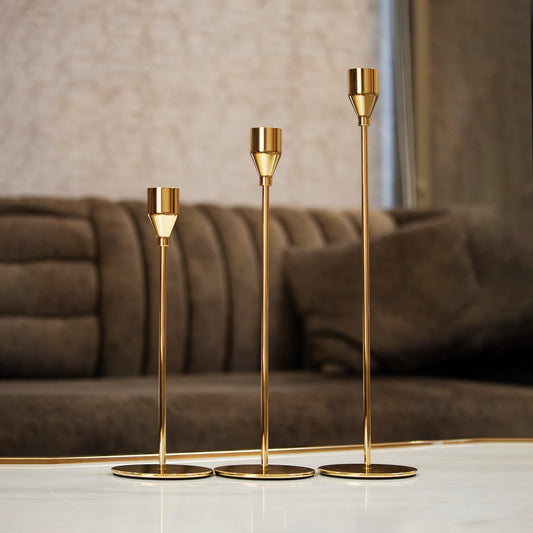 Unique Metal Candle Holder Stands/Stemmed Pillar Candle Holder/3pcs Set/Home Decoration Candle Stands