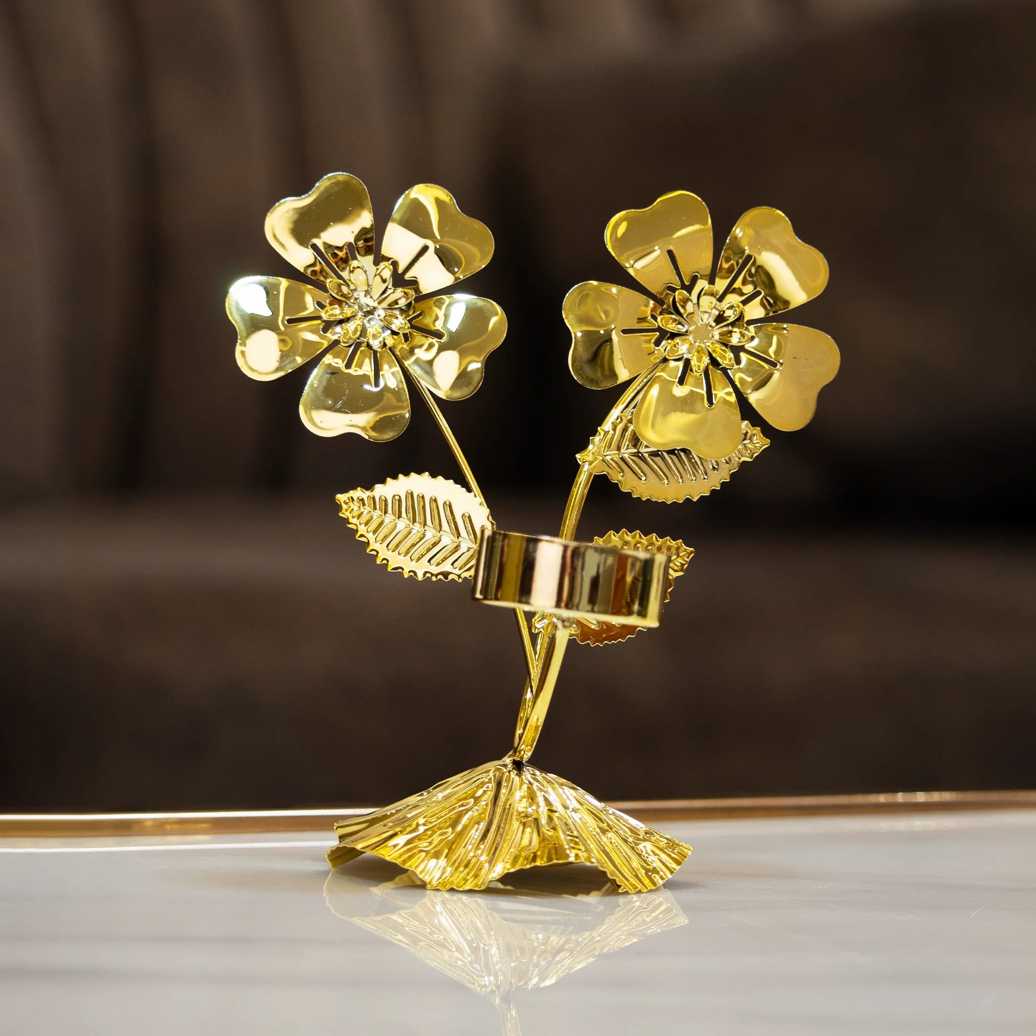 Creative Flower Candle Holder/Wrought Iron Home Decoration/Golden Metal Candle Holder for Home Décor