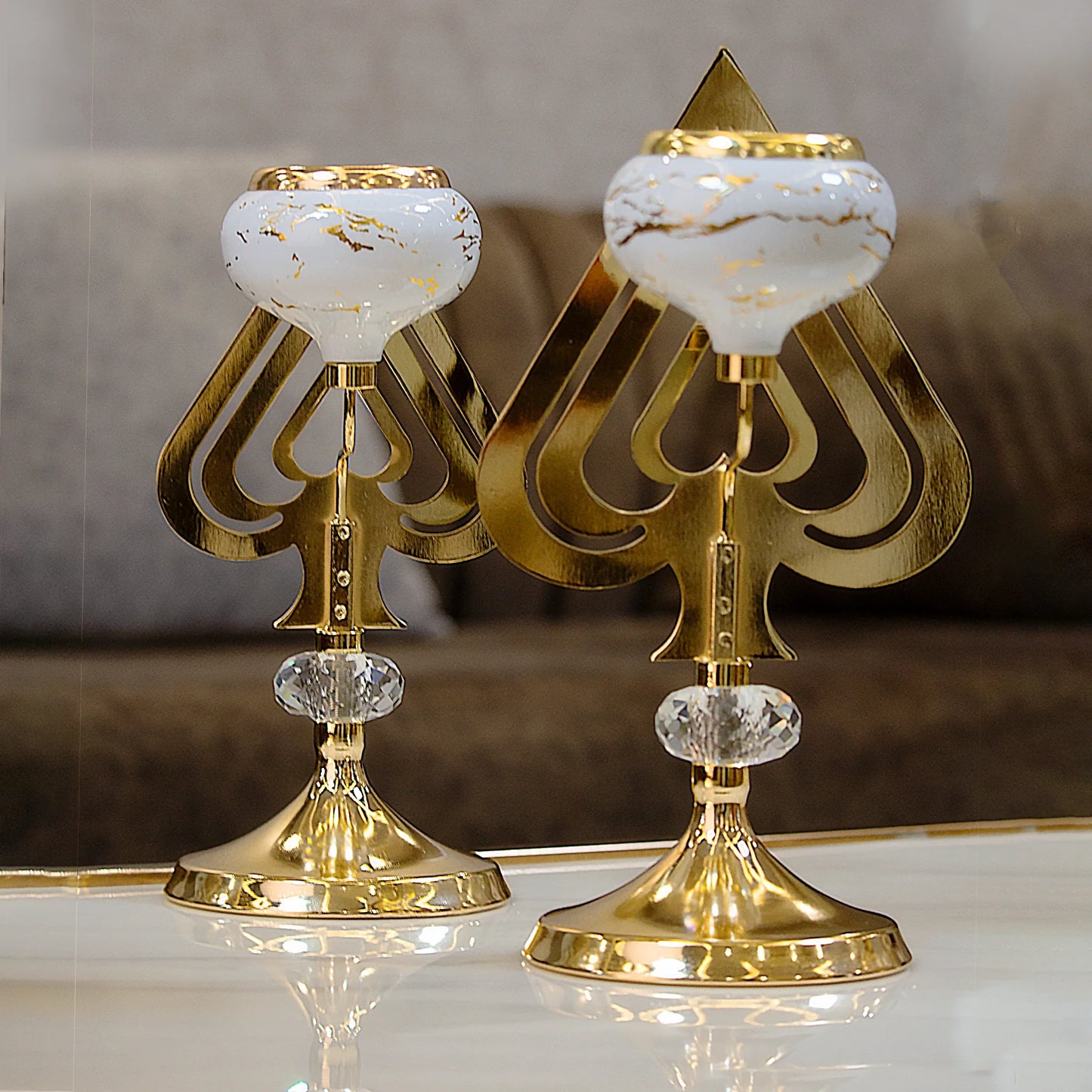 Trident  Marble Finish Candle Stand 3 Piece high Quality Metal/Metal Candle Holders /Vintage Style Candle Holders perfect for home decoration