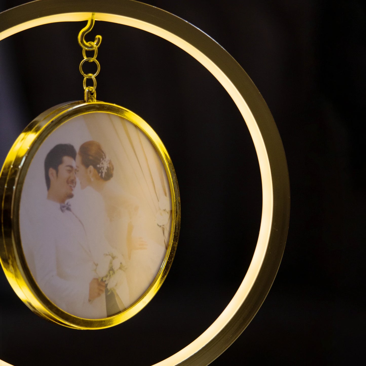 Round Photo frame with LED Lamp/ Illuminated Photo frame for gift/Picture Frames with LED