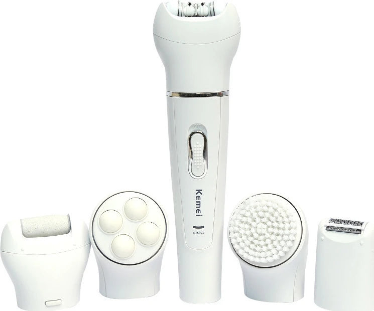 Kemei KM-2199 5 in 1 Epilator Set Women/ Electric Facial Cleanser/ Face Massager/Trimmer/Callus Remover