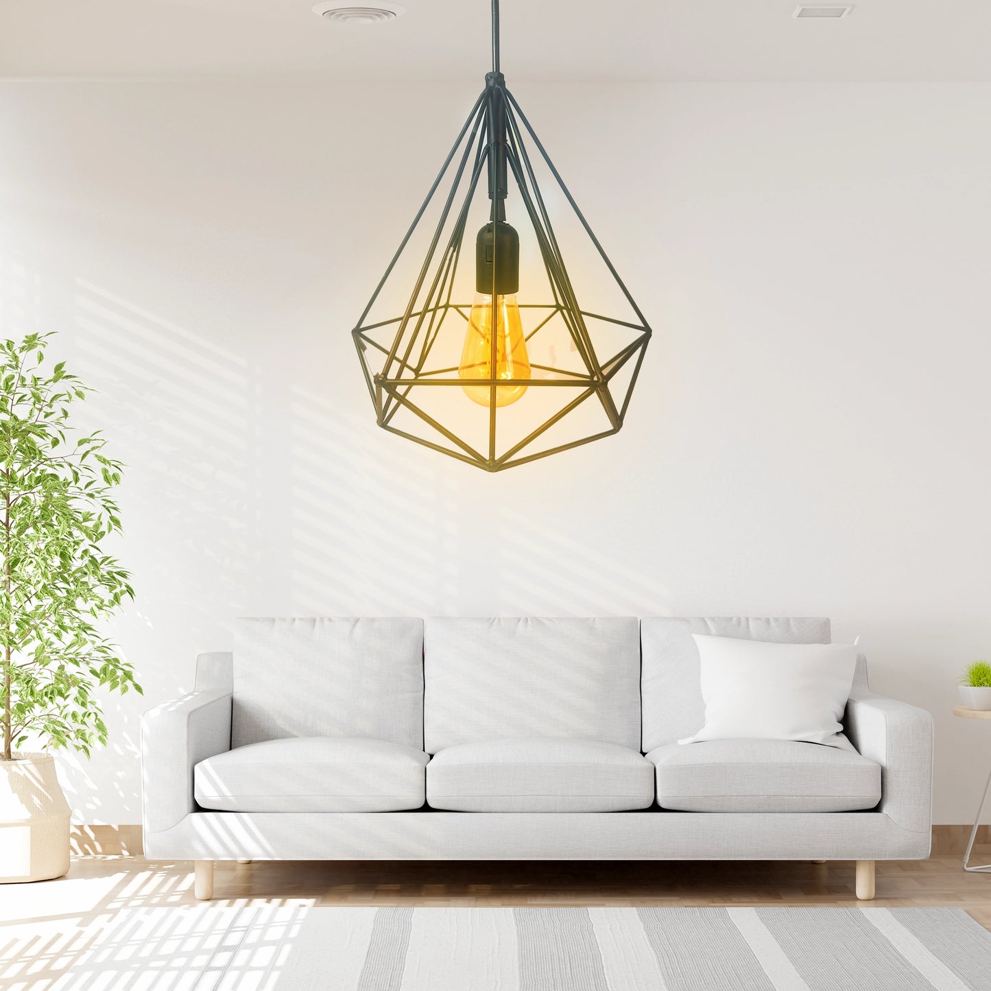 Diamond Shape Hanging Light / Diamond Metal Hanging Lamp / Diamond Style Indoor Lights for Home & Office.