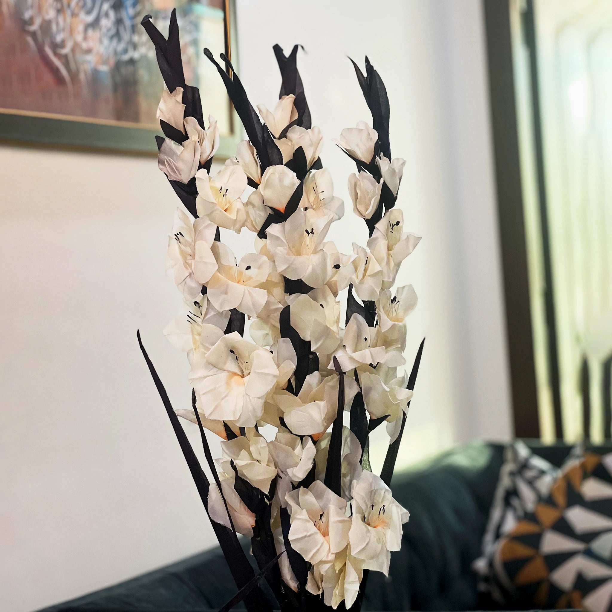 Artificial Flower White Gladiola/ Artificial stem for home decor & office decor