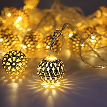 Metal Globe LED Fairy Lights Moroccan Style / Fancy Metal Globe LED Fairy Lights / LED Fairy Lights /