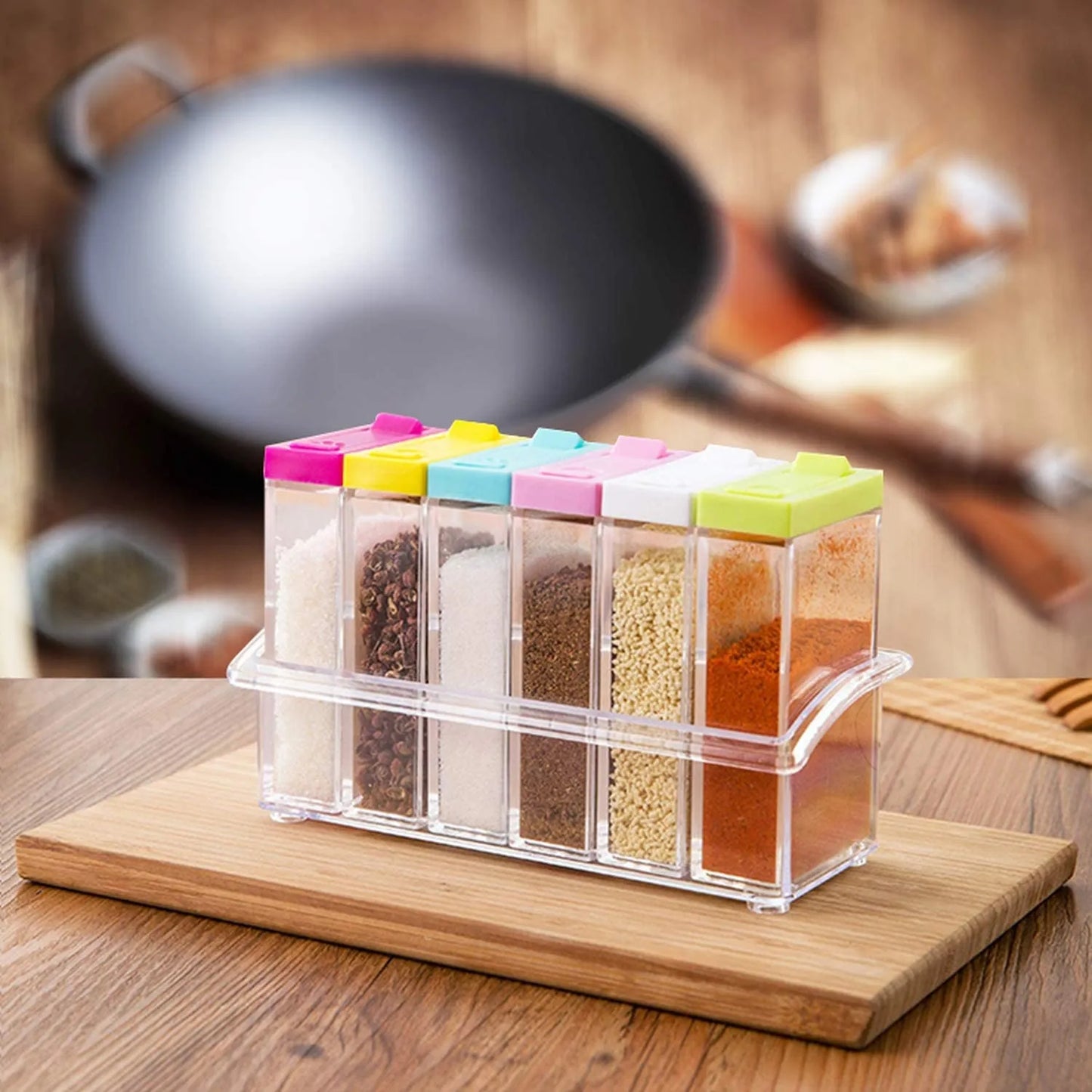 6 pieces Spice Jar with Colorful Lids/ Spice Jar Kitchen Masala Jar/Spice Box