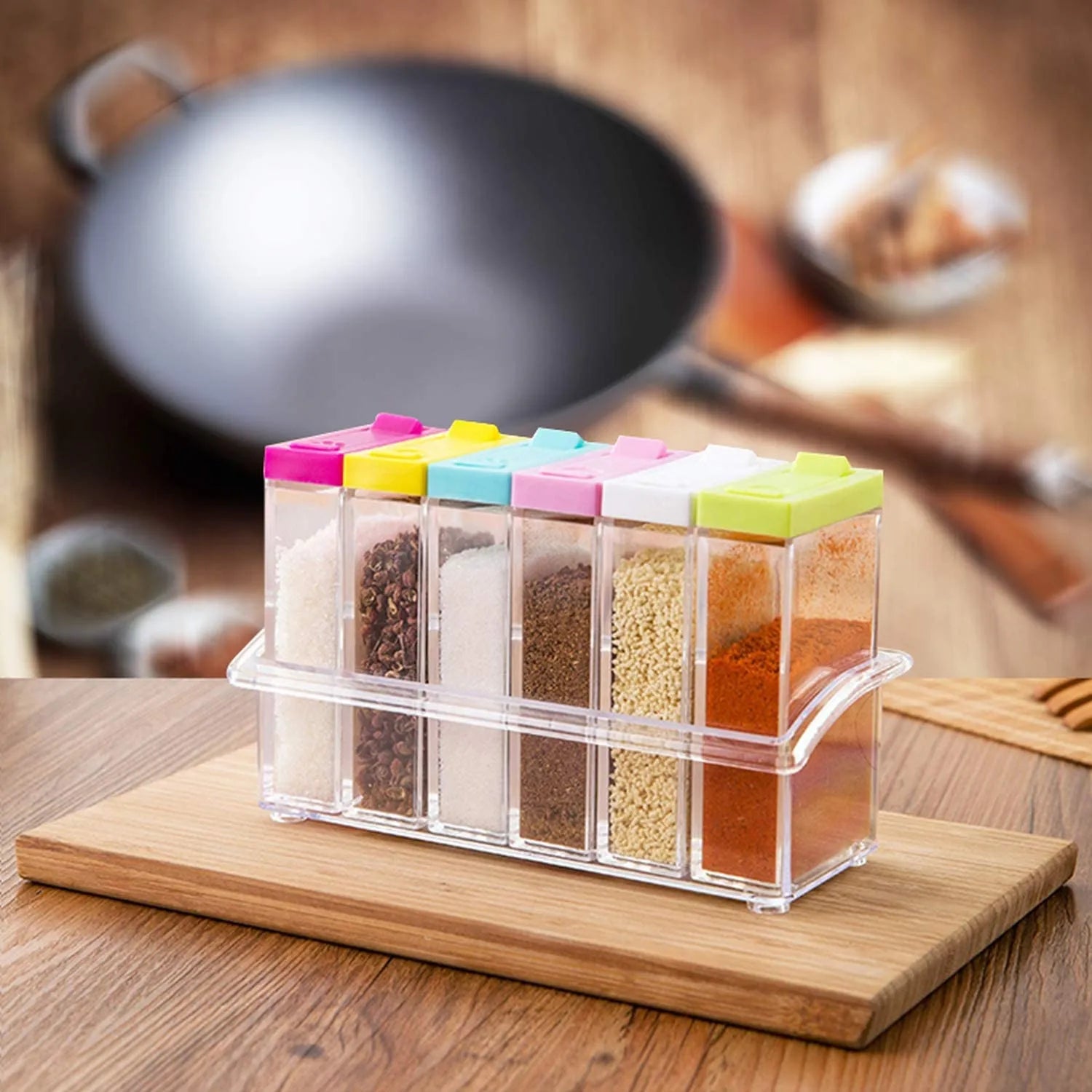 6 pieces Spice Jar with Colorful Lids/ Spice Jar Kitchen Masala Jar/Spice Box