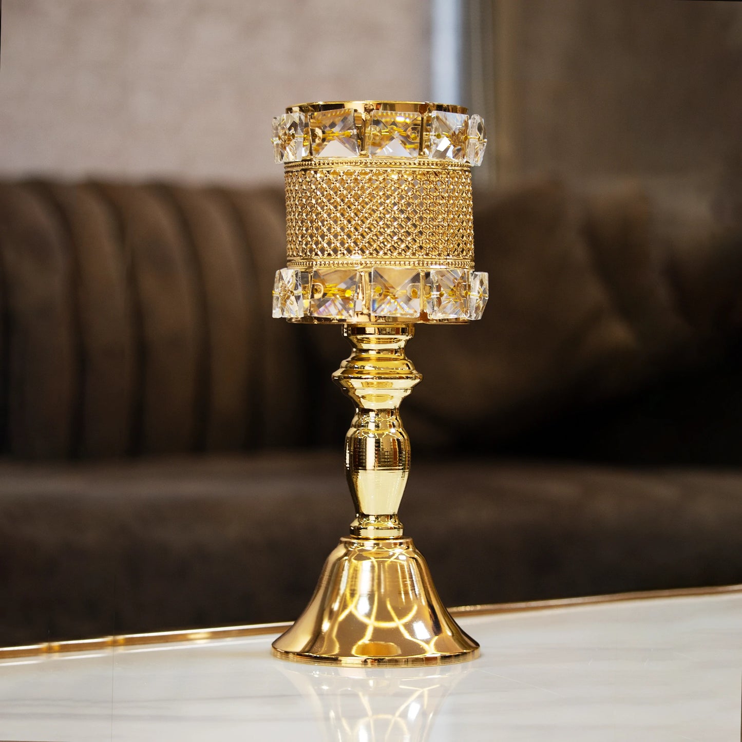 Elegant Golden Crystal Metal Lamp/Lamp for Room Decor/Desktop Showpiece