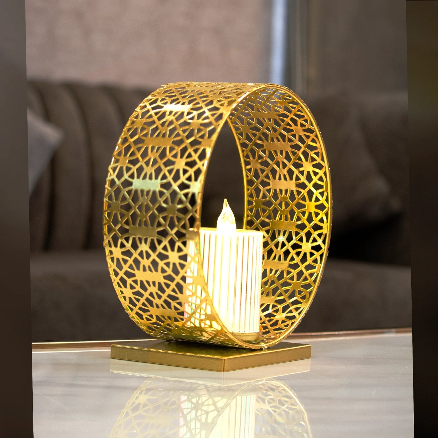 Arabic-inspired Exotic Candle Holder/Metal Frame Candle Holder/Candle Holder Round Metal Frame/Candle Holder for Decoration