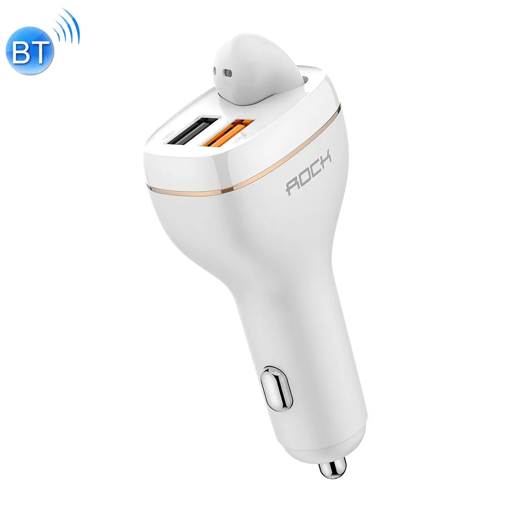 ROCK B401 2 in 1 3A USB Port Car Charger y V5.0 Bluetooth Right Ear Headset, Dual USB Interface, Support Hands-free Call