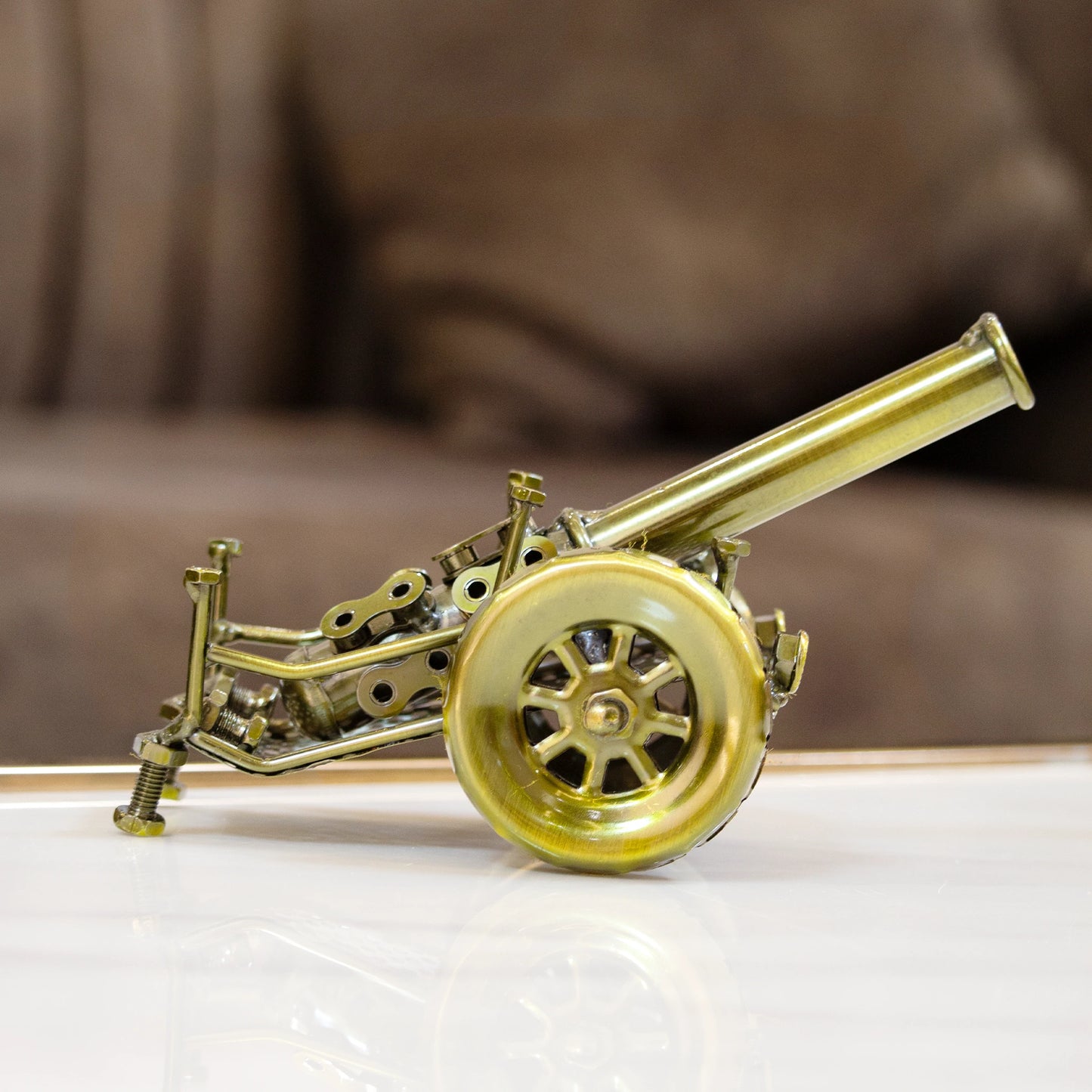 Handcrafted brass metal single barrel mini canon Showpiece/Mini Canon showpiece for desktop/Handcrafted home decor Items