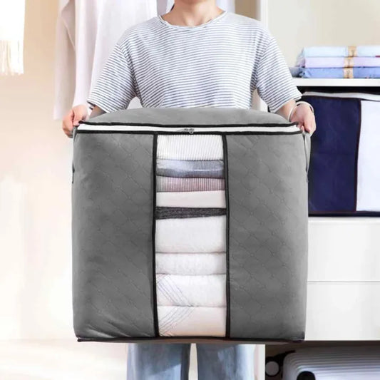 Cloth Storage Closet Organizer Bag / Wardrobe Space Saver/ Non-Woven Storage Bag for Clothes and Blankets