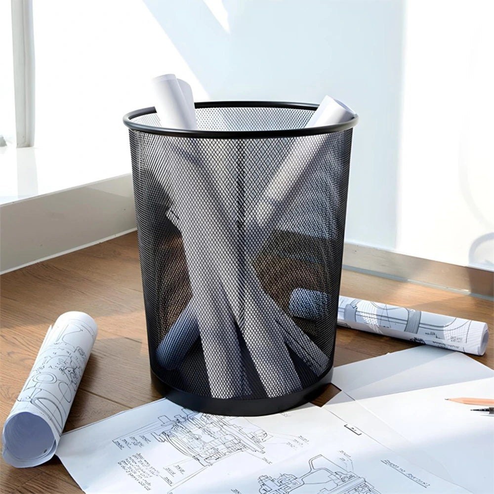 Metal Dust Bin for Office/ Round Net Metal Dust Bin for Office