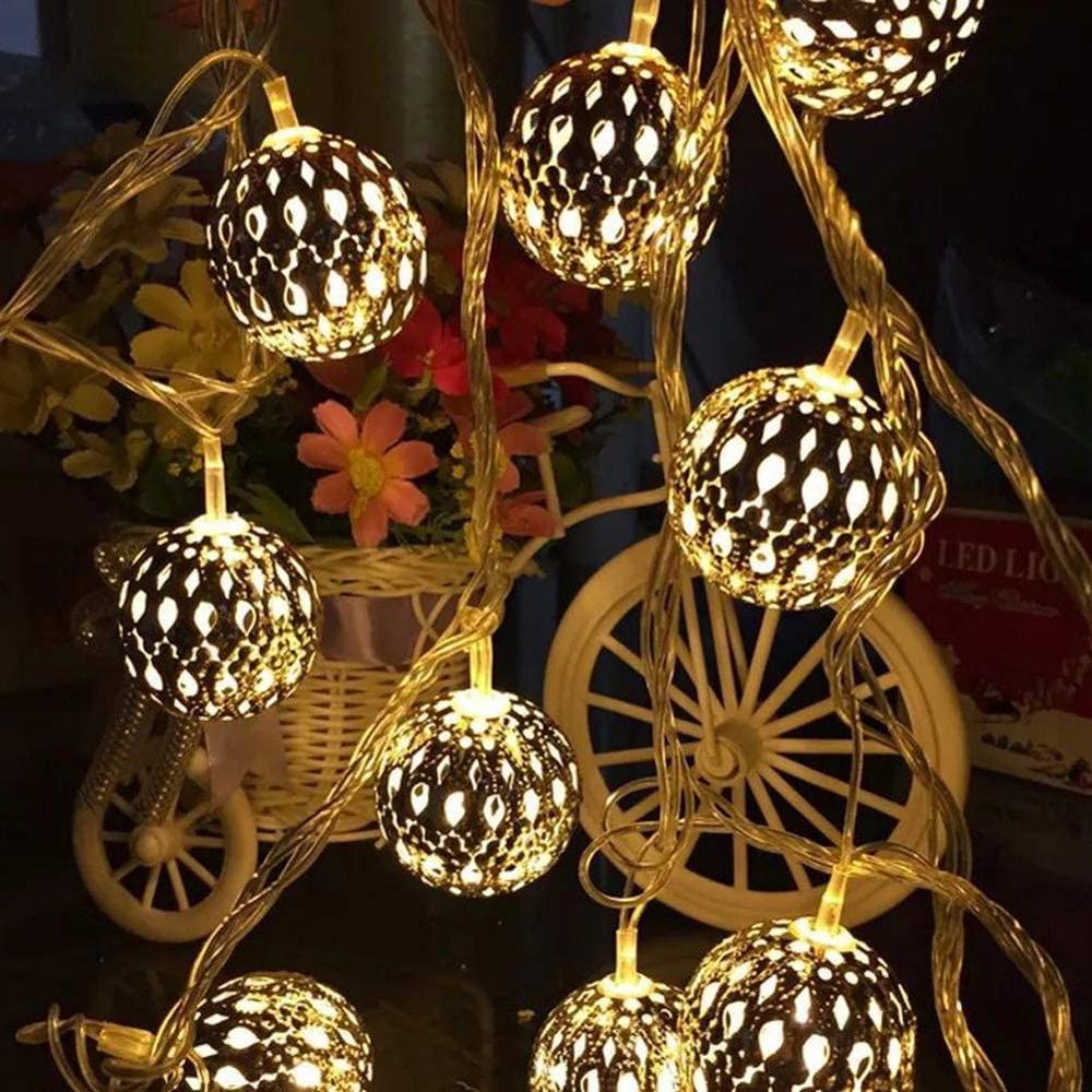 Metal Globe LED Fairy Lights Moroccan Style / Fancy Metal Globe LED Fairy Lights / LED Fairy Lights /