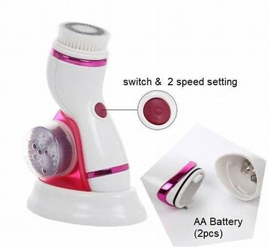 Electric Facial Cleanser 4 in 1 Heads/ Rotating Face Scrubber for deep Cleansing/ Facial Cleansing Kit