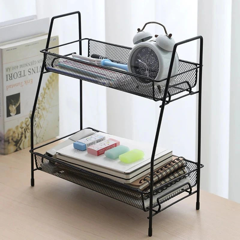 Tabletop Organizer with Shelf and Hooks/ Metal Organizer for Books household items