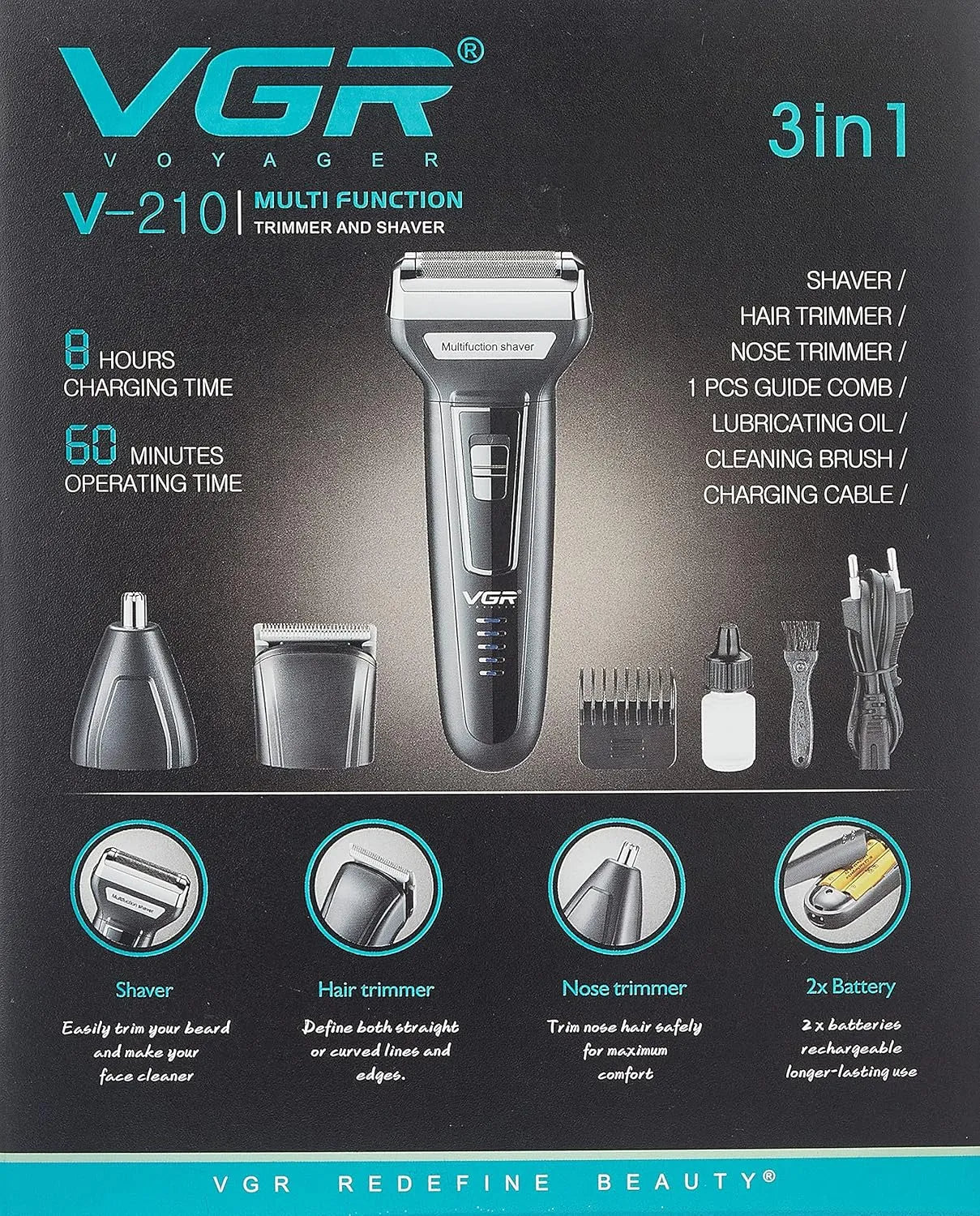 New VGR V-210 Multi-Functional Shaver for Men/Trimmer for Men/ Professional Shaving Kit for Men