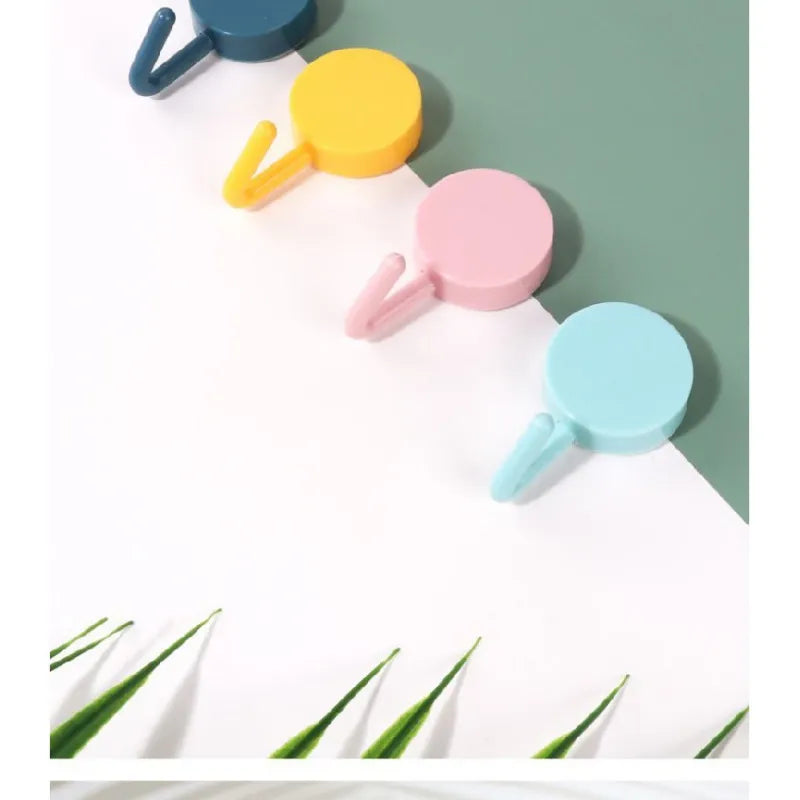 Pack of 10 Self Adhesive Hooks for Kitchen & Bathroom/ Plastic sticking hooks