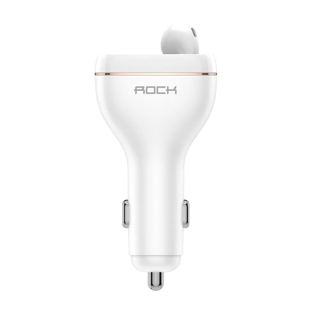 ROCK B401 2 in 1 3A USB Port Car Charger y V5.0 Bluetooth Right Ear Headset, Dual USB Interface, Support Hands-free Call