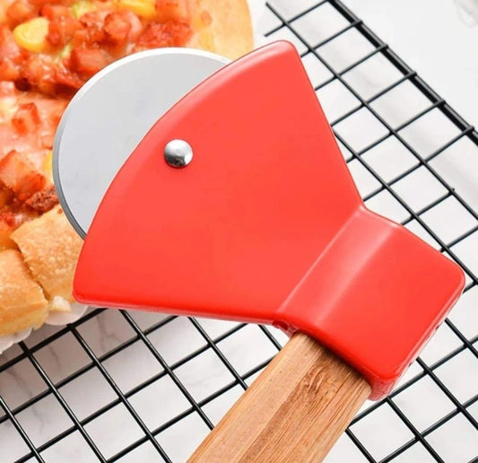 Axe Shaped Pizza Cutter Wooden Handle/Pizza Cutter for Kitchen