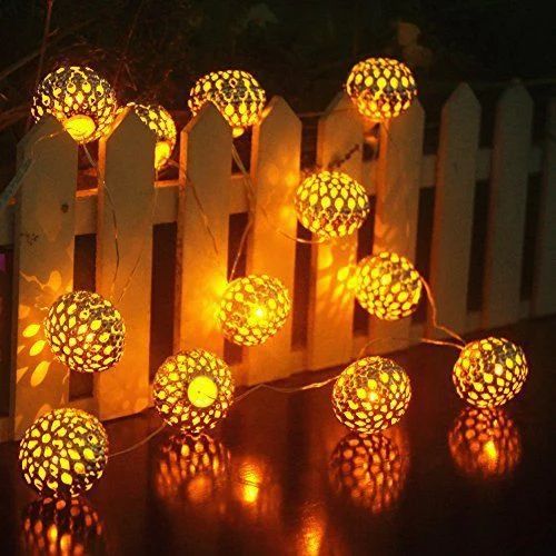 Metal Globe LED Fairy Lights Moroccan Style / Fancy Metal Globe LED Fairy Lights / LED Fairy Lights /